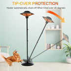 Patio Heater, Outdoor Heater, 1500W Infrared Heater Waterproof Tip-Over Protection Electric Heater for Outdoor Use Freestanding