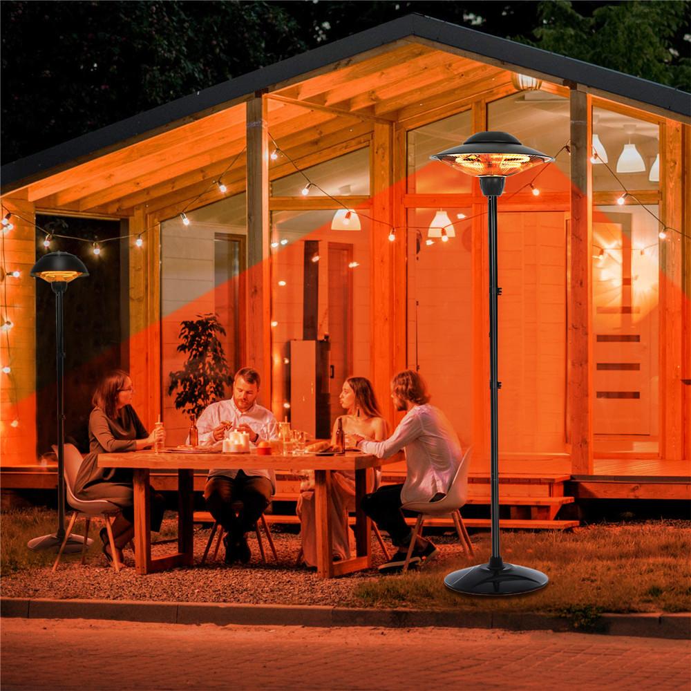 Patio Heater, Outdoor Heater, 1500W Infrared Heater Waterproof Tip-Over Protection Electric Heater for Outdoor Use Freestanding