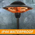 Patio Heater, Outdoor Heater, 1500W Infrared Heater Waterproof Tip-Over Protection Electric Heater for Outdoor Use Freestanding