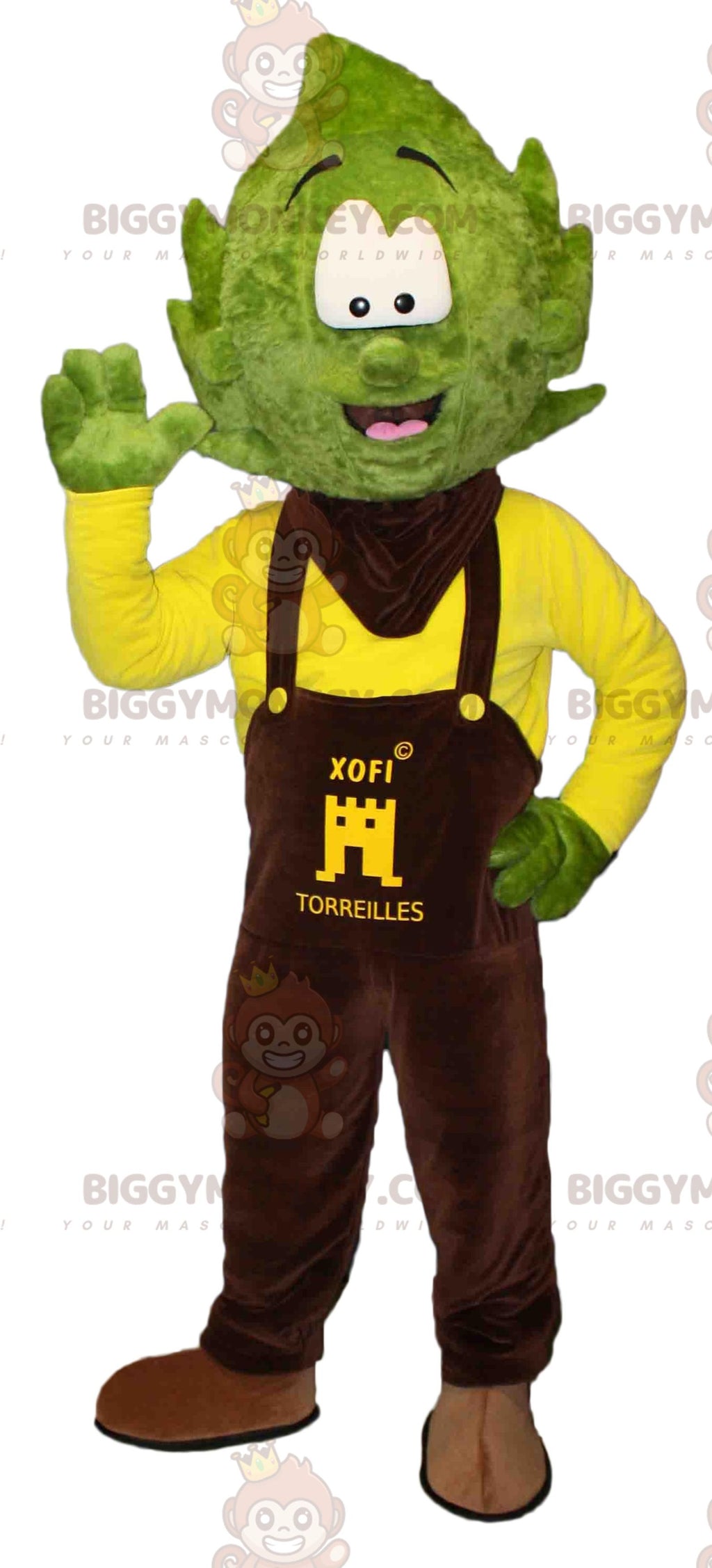 Snowman BIGGYMONKEYMascot Costume with Tree Leaf Head