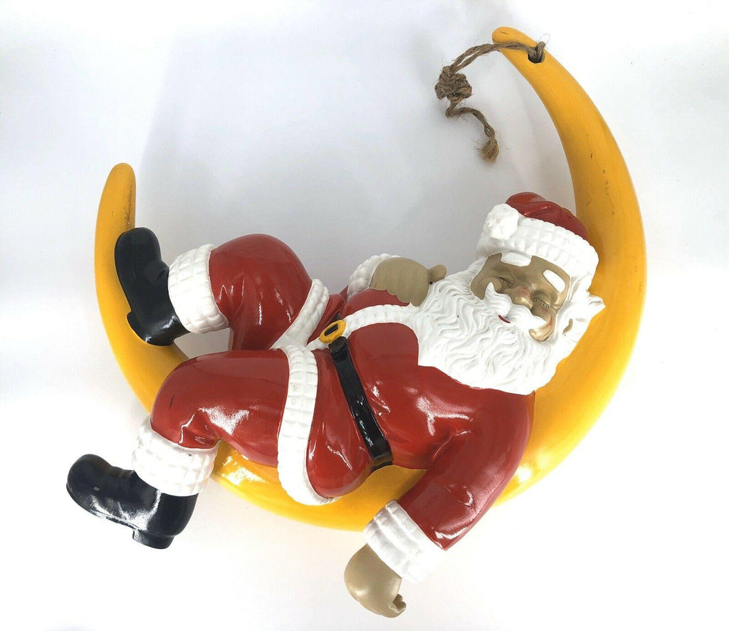 Rare 80s/90s Barcana 23 Fiberglass Santa Clause On Moon Christmas Decor VTG