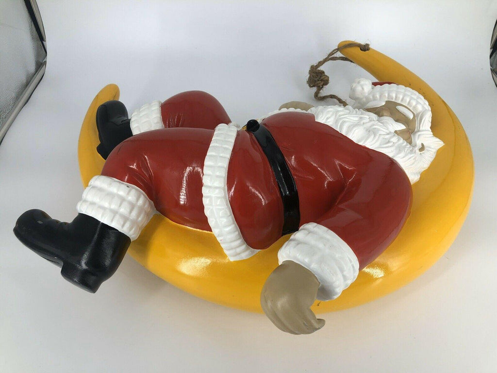 Rare 80s/90s Barcana 23 Fiberglass Santa Clause On Moon Christmas Decor VTG