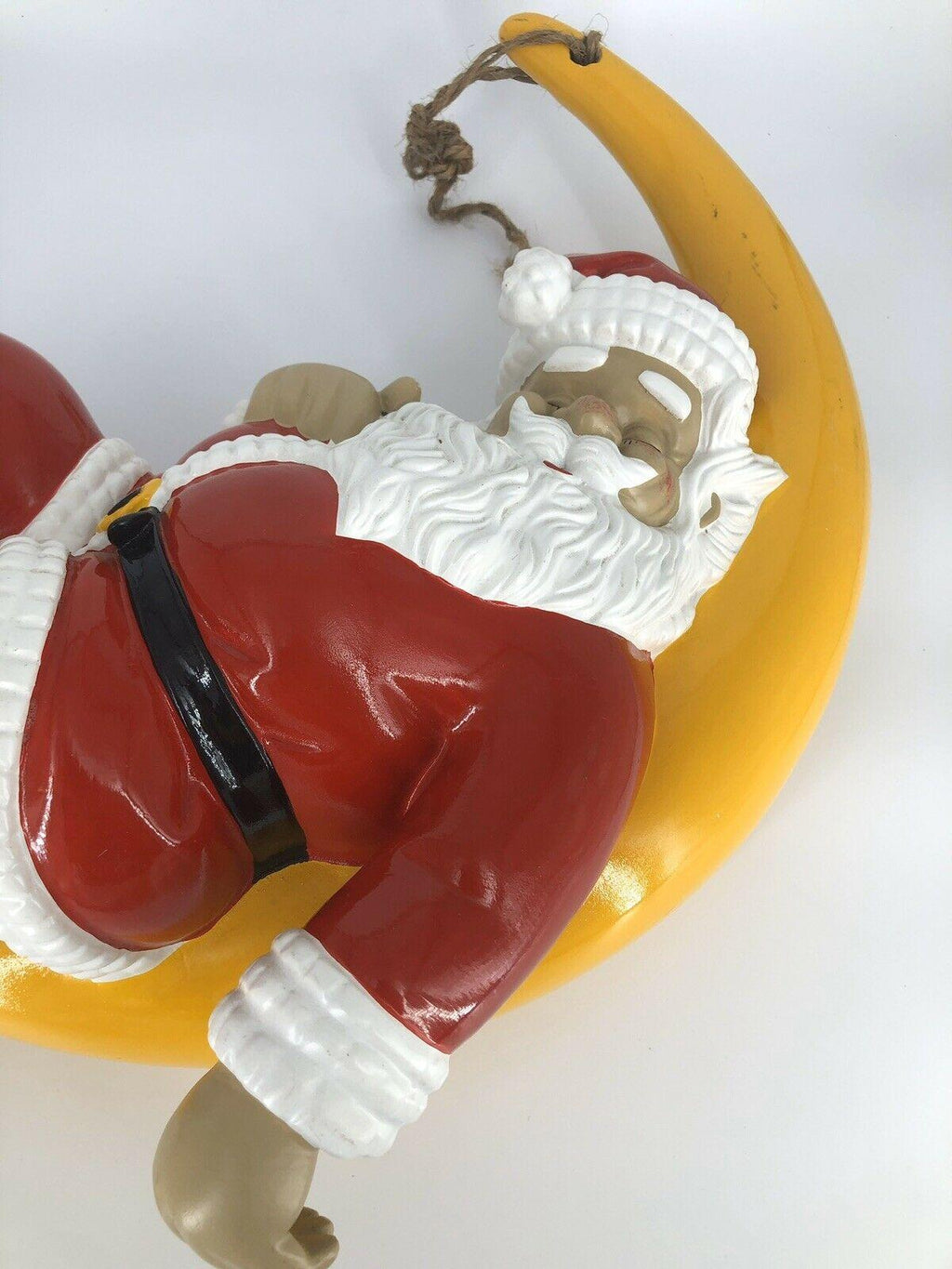 Rare 80s/90s Barcana 23 Fiberglass Santa Clause On Moon Christmas Decor VTG