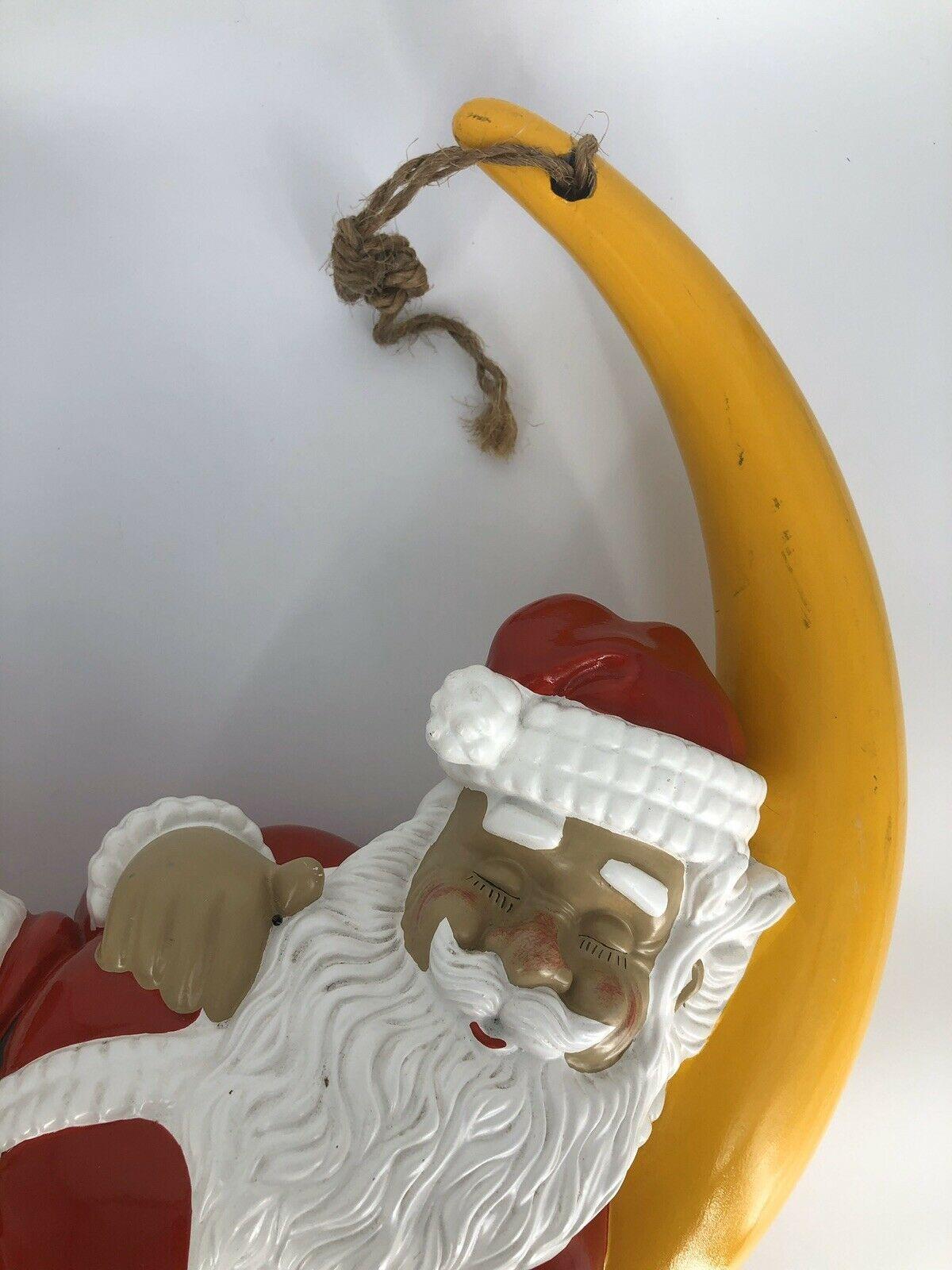 Rare 80s/90s Barcana 23 Fiberglass Santa Clause On Moon Christmas Decor VTG
