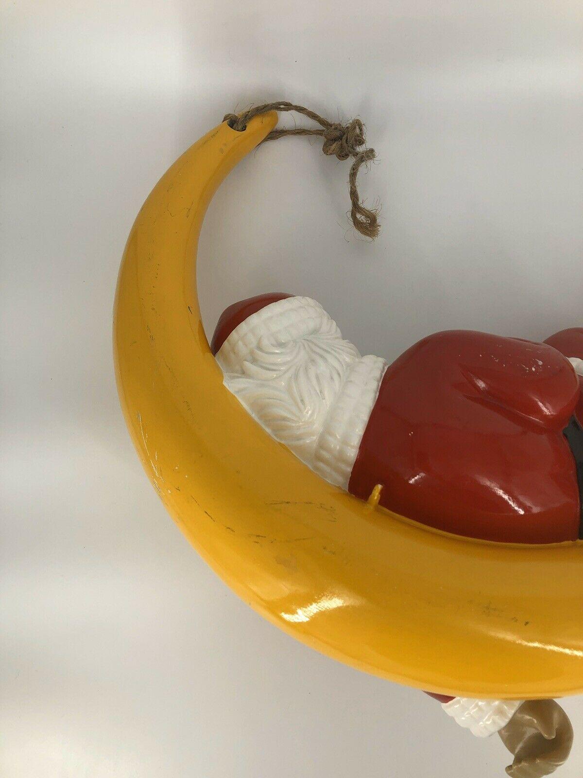 Rare 80s/90s Barcana 23 Fiberglass Santa Clause On Moon Christmas Decor VTG