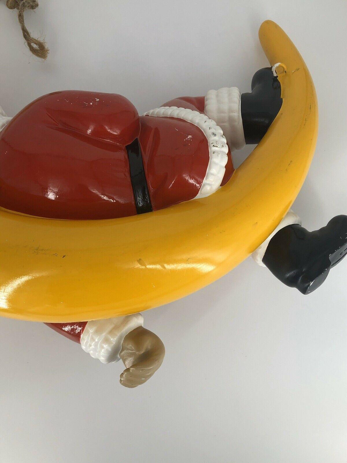 Rare 80s/90s Barcana 23 Fiberglass Santa Clause On Moon Christmas Decor VTG