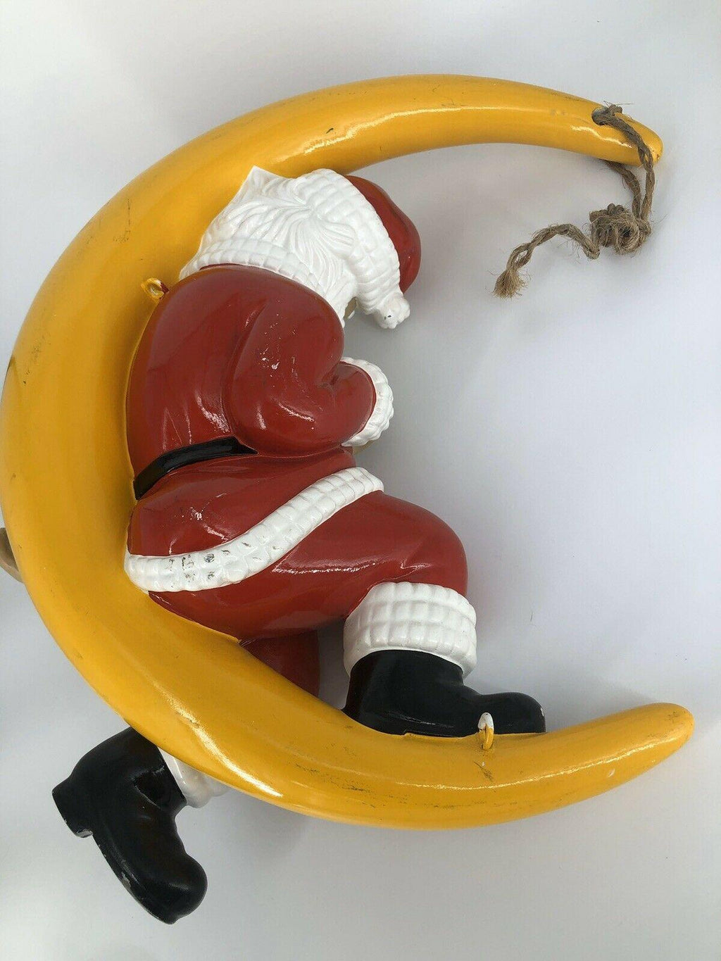 Rare 80s/90s Barcana 23 Fiberglass Santa Clause On Moon Christmas Decor VTG