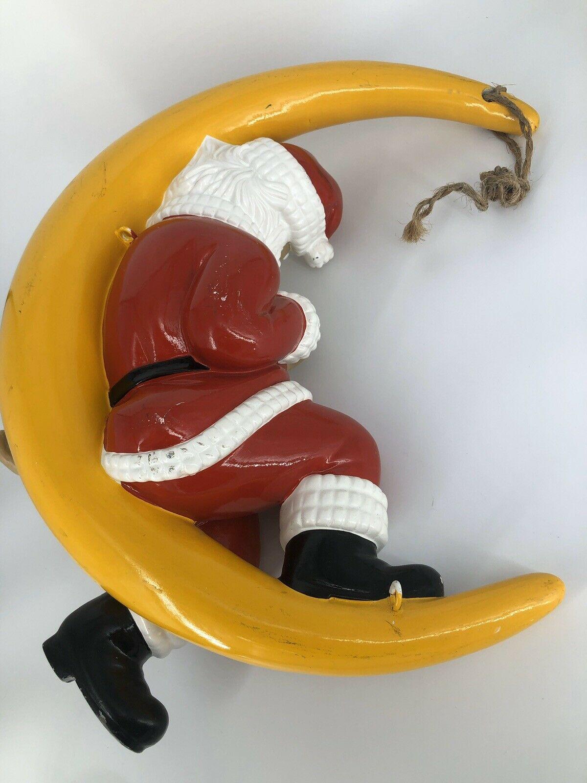 Rare 80s/90s Barcana 23 Fiberglass Santa Clause On Moon Christmas Decor VTG
