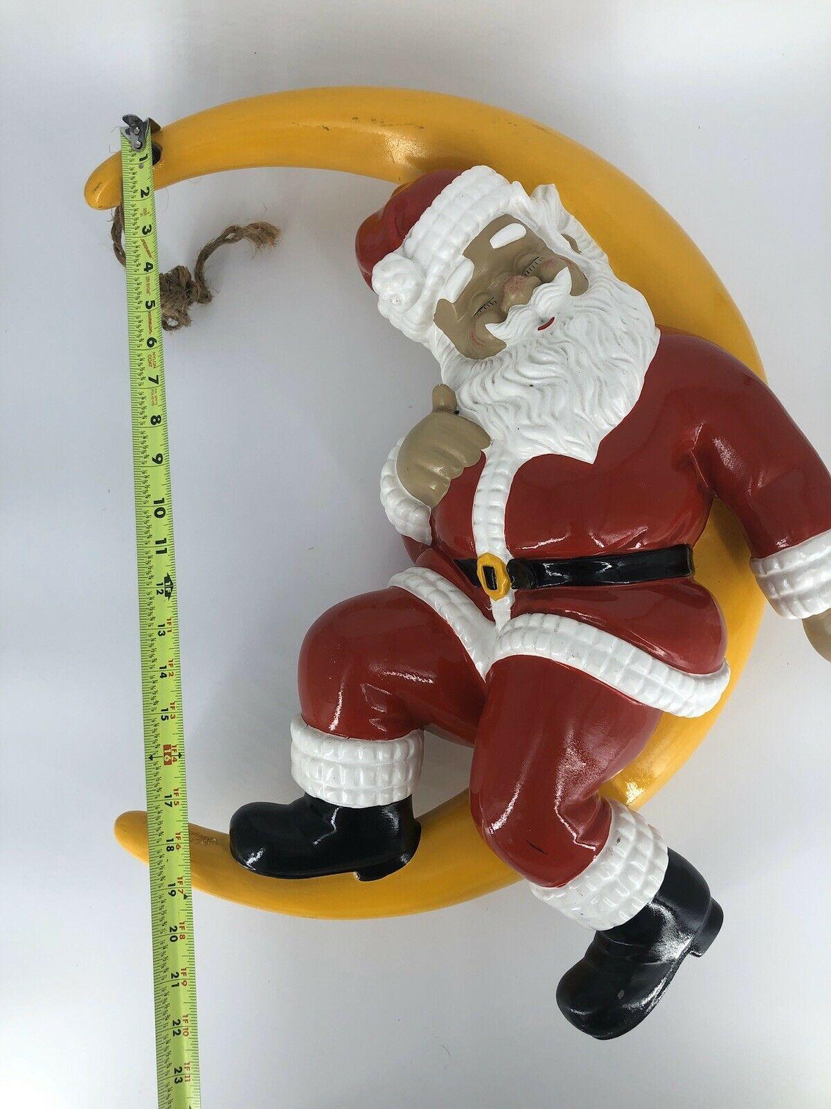 Rare 80s/90s Barcana 23 Fiberglass Santa Clause On Moon Christmas Decor VTG