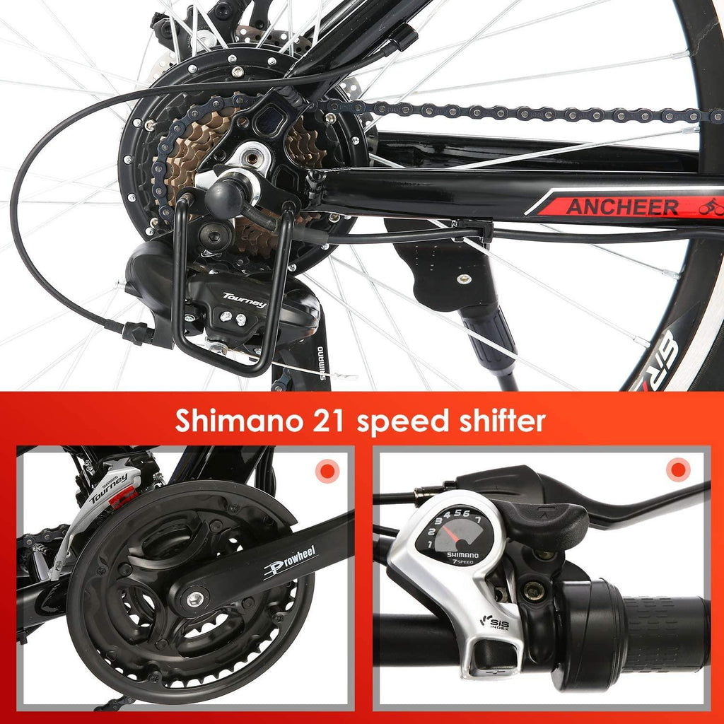 ANCHEER 26 inch Electric Bike for Adults, Commuting Ebike with 12.5ah/12.2ah Battery, 500W Motor Electric Mountain Bike, and Professional 21 Speed Gears