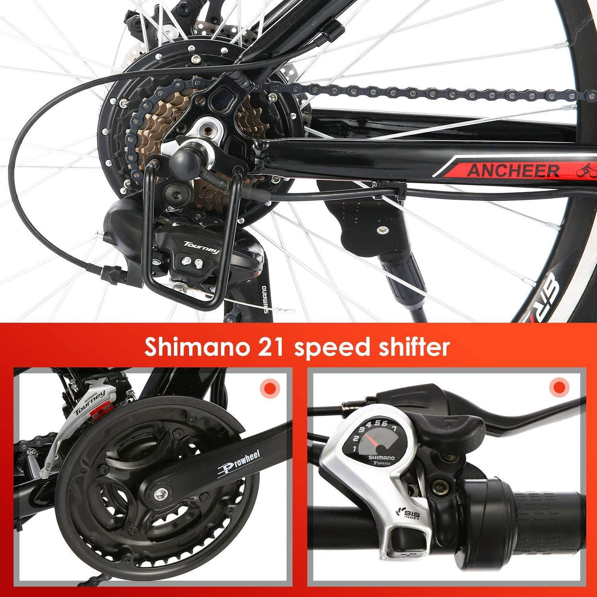 ANCHEER 26 inch Electric Bike for Adults, Commuting Ebike with 12.5ah/12.2ah Battery, 500W Motor Electric Mountain Bike, and Professional 21 Speed Gears