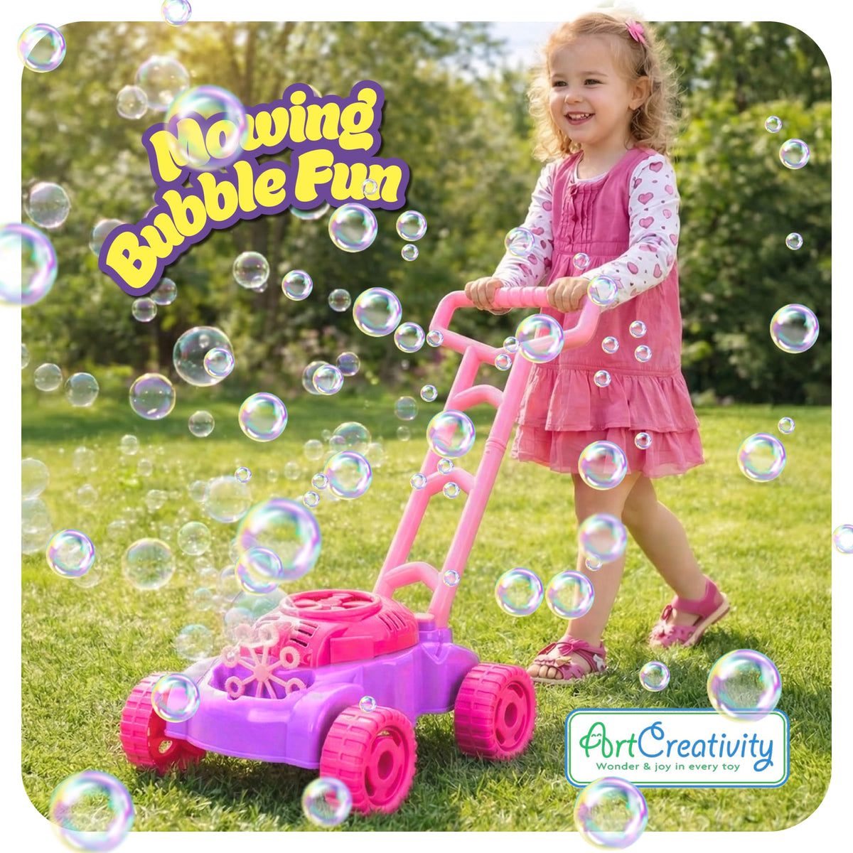 Bubble Lawn Mower for Toddlers 1-3, Bubble Machine for 1-Year-Old Girl Gifts, Toddler Outdoor Toys for 2-Year-Old Girl Birthday Gift, Push Summer Gardening Toys for Toddlers A1 2 3 +