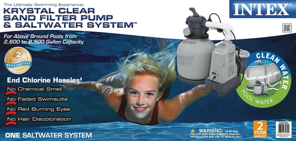 intex 1600 gph saltwater system &amp; sand filter pump set for above ground pools