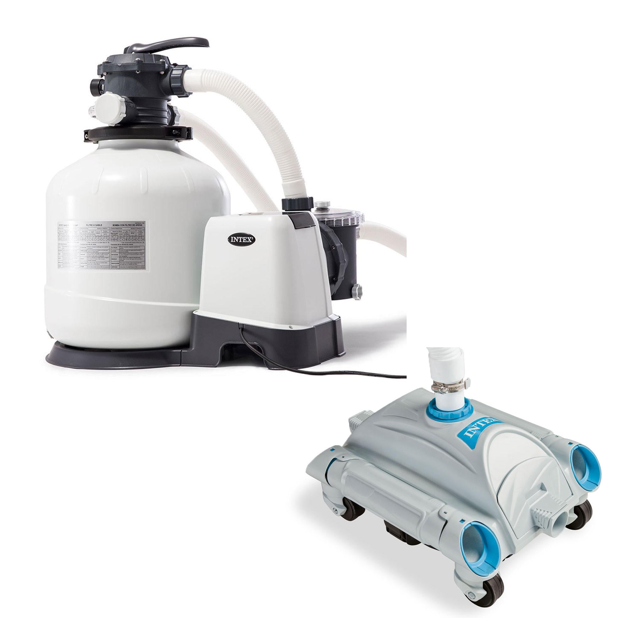 intex 3000 gph above ground pool sand filter pump and automatic pool vacuum