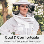 natural apiary - zephyros protect beekeeping jacket - white - clear view fencing veil - keep fresh &amp; comfortable with maximum protection - professional &amp; beginner beekeepers - x large