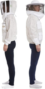 natural apiary - zephyros protect beekeeping jacket - white - clear view fencing veil - keep fresh &amp; comfortable with maximum protection - professional &amp; beginner beekeepers - x large