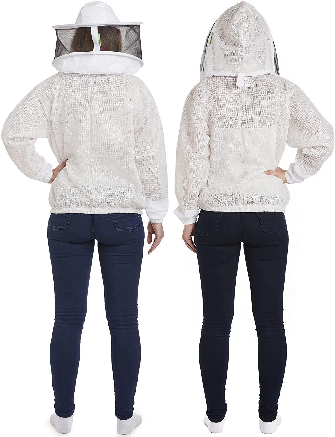 natural apiary - zephyros protect beekeeping jacket - white - clear view fencing veil - keep fresh &amp; comfortable with maximum protection - professional &amp; beginner beekeepers - x large