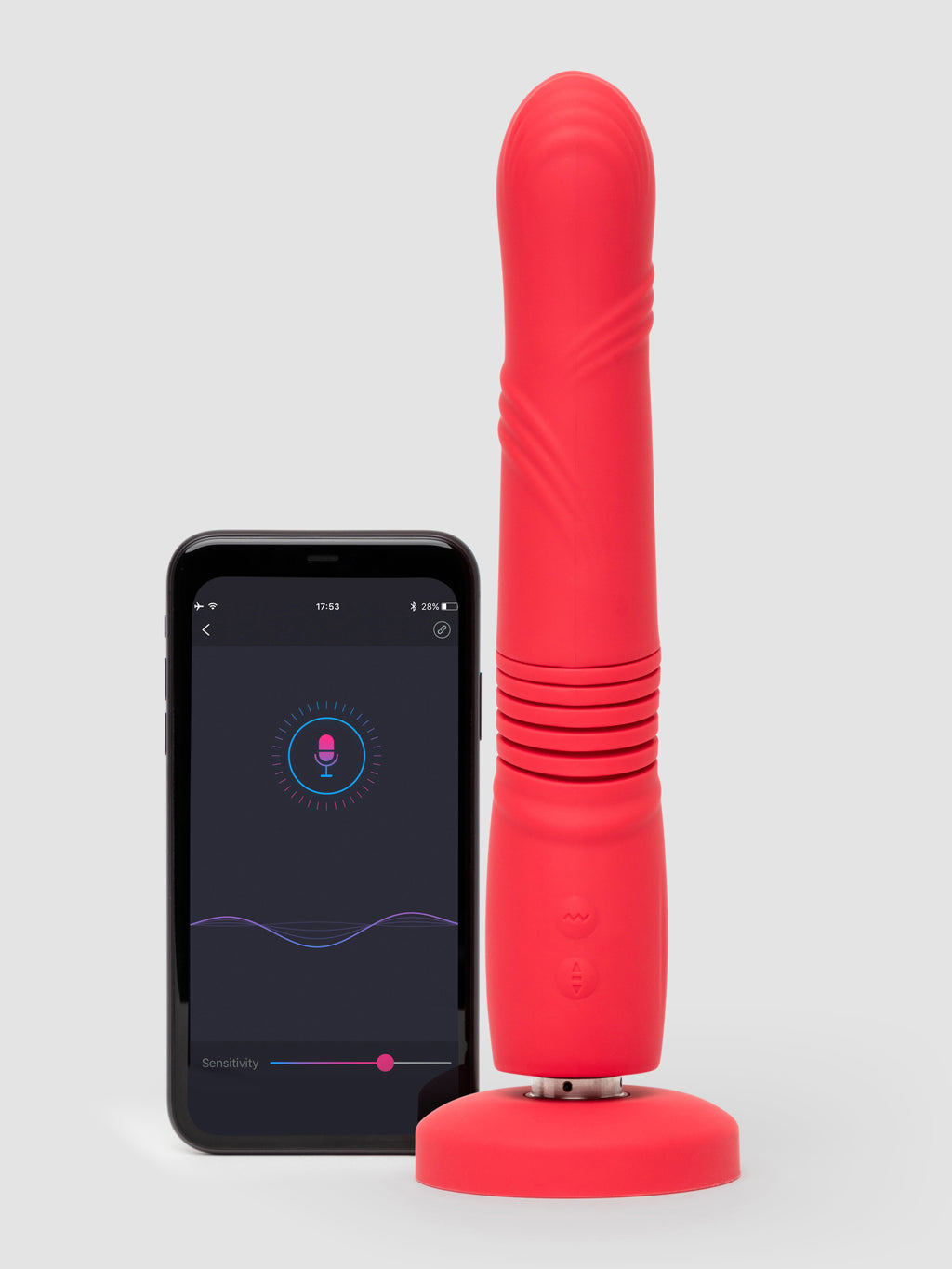 Lovense Gravity App Controlled Thrusting and Vibrating Dildo, Red