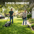 40V(2x20V) 17-inch Electric Lawn Mower and 12-Inch Cordless Weed Wacker Combo with 2x4.0Ah Batteries and Dual Chargers