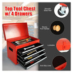 5-Drawer Rolling Tool Chest, 2 in 1 Tool StoraCabinet with Detachable Top, Steel Tool Box with Wheels, Red and Black, Lockable, for GaraWorkshop