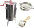 goodland bee supply 2 frame honey extractor, uncapping roller, and stainless steel sieve honey strainer - gl-e2-ur/str