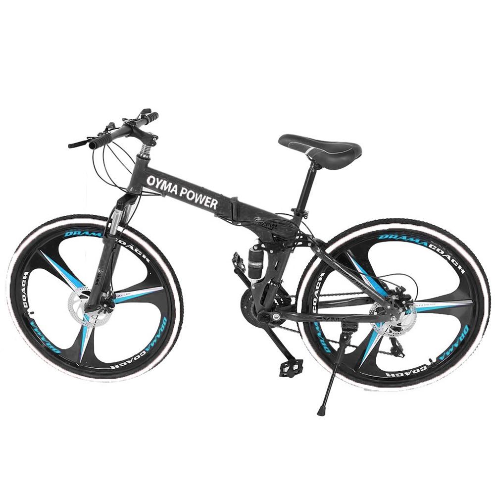 Transer 26in Youth/Adult Mountain Bike Folding Mountain Bike s 21 Speed Bicycle Full Suspension MTB Bikes for Men and Women Outdoor Racing Cycling