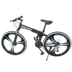 Transer 26in Youth/Adult Mountain Bike Folding Mountain Bike s 21 Speed Bicycle Full Suspension MTB Bikes for Men and Women Outdoor Racing Cycling