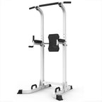 Multi-Function Parallel Single Bars Dip Station Chine Pull Up Weight Stand Bar Raise Power Tower Strength Training Fitness Exercise Equipment Gym White