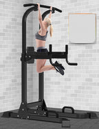 Multi-Function Parallel Single Bars Dip Station Chine Pull Up Weight Stand Bar Raise Power Tower Strength Training Fitness Exercise Equipment Gym White