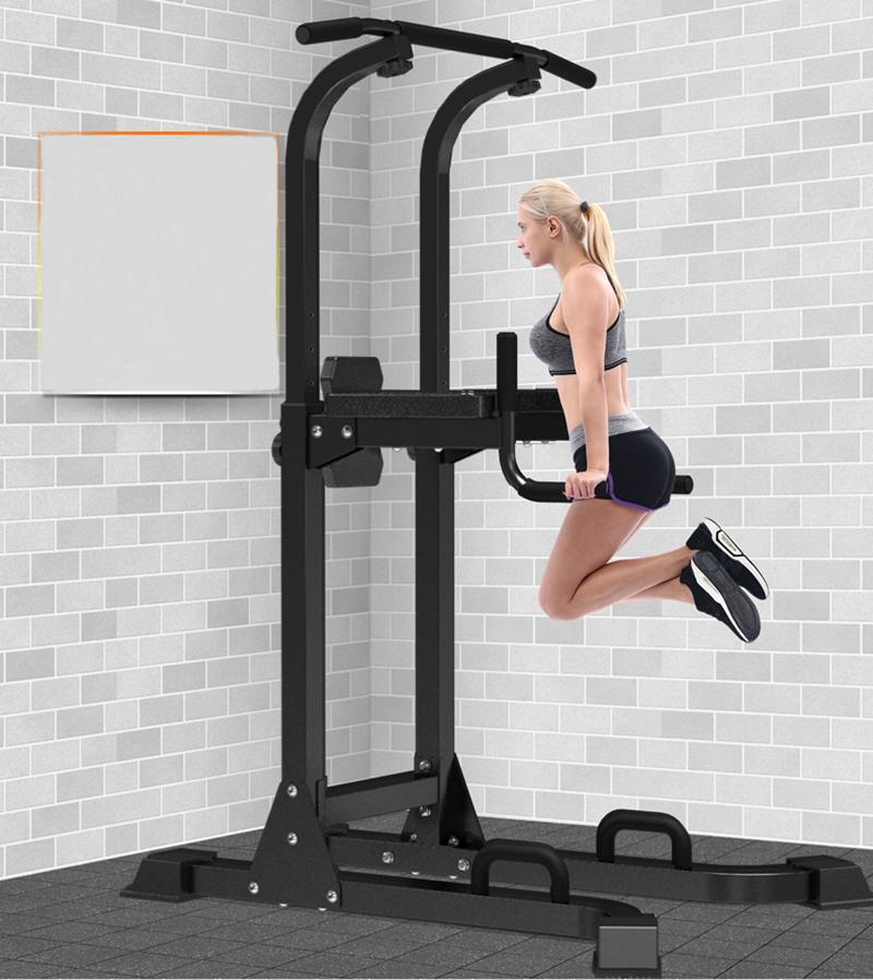 Multi-Function Parallel Single Bars Dip Station Chine Pull Up Weight Stand Bar Raise Power Tower Strength Training Fitness Exercise Equipment Gym White
