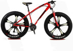 CHICAI Adult High-Carbon Mountain Bike 26-inch Beach Snow Fat Bike Mountain Cross-Country Steel Ultra-Wide Tire Sports Bike 21-30speed Low-Speed Racing Student Bike (Size : 21-Speed)