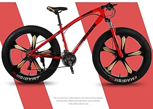CHICAI Adult High-Carbon Mountain Bike 26-inch Beach Snow Fat Bike Mountain Cross-Country Steel Ultra-Wide Tire Sports Bike 21-30speed Low-Speed Racing Student Bike (Size : 21-Speed)