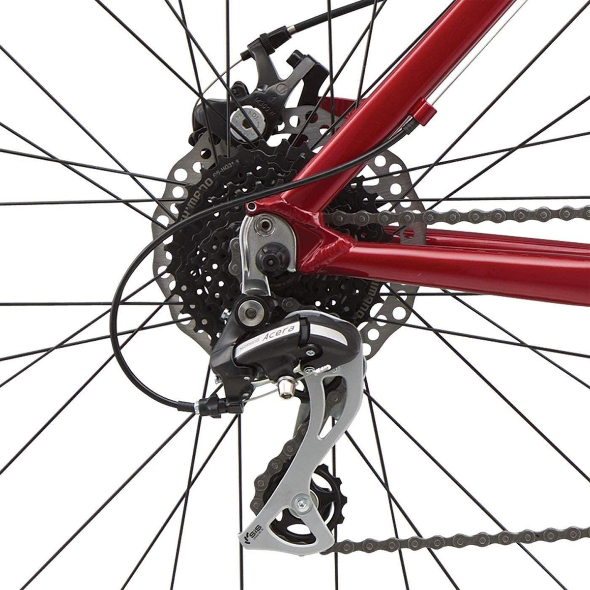 Diamondback Bicycles Overdrive Hardtail Mountain Bike with 27.5" Wheels, 18"/Medium, Red