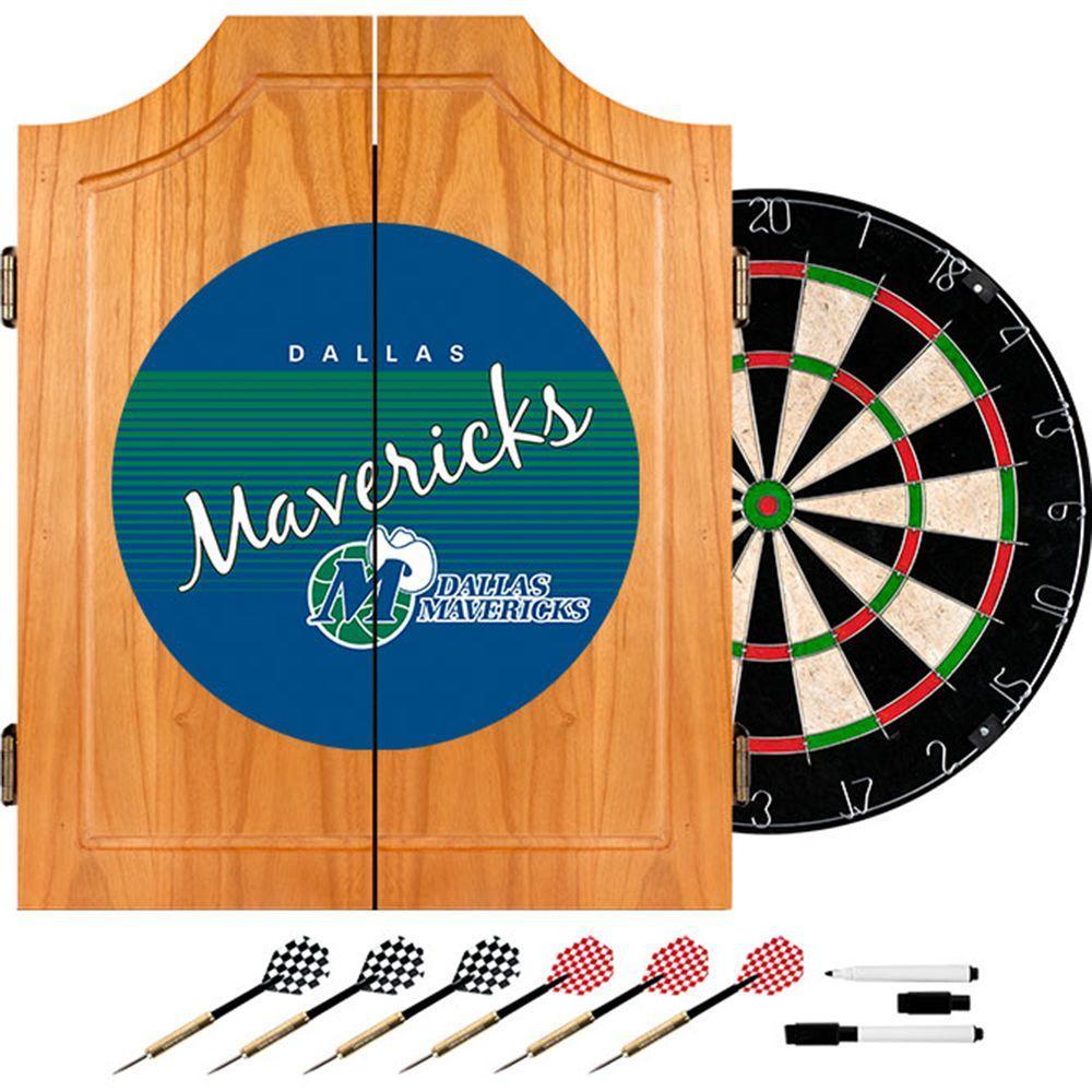 20.5 in. Dallas Mavericks Hardwood Classics NBA Wood Dart Cabinet Set