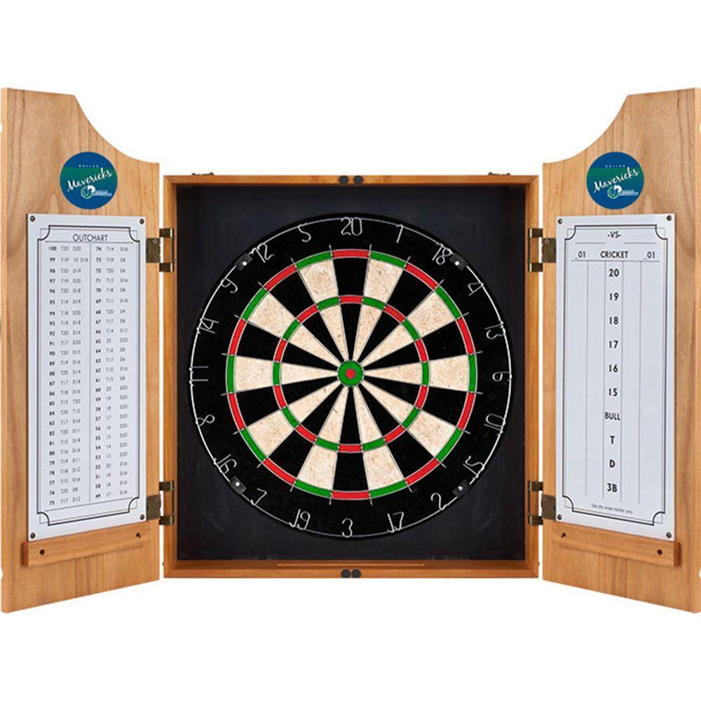 20.5 in. Dallas Mavericks Hardwood Classics NBA Wood Dart Cabinet Set