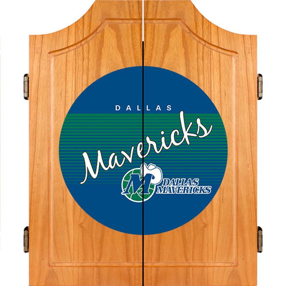 20.5 in. Dallas Mavericks Hardwood Classics NBA Wood Dart Cabinet Set