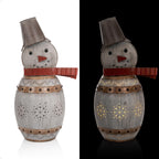 Alpine Corporation Metallic Barreled Snowman With Warm White LED Lights