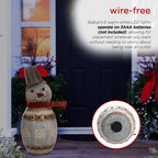 Alpine Corporation Metallic Barreled Snowman With Warm White LED Lights