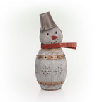 Alpine Corporation Metallic Barreled Snowman With Warm White LED Lights