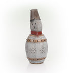 Alpine Corporation Metallic Barreled Snowman With Warm White LED Lights