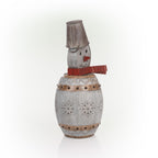 Alpine Corporation Metallic Barreled Snowman With Warm White LED Lights