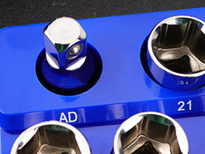 Magnetic Socket Organizer Set, 6PCS Socket Holder, 1/4", 3/8", 1/2" Sockets Holds 143 Pieces Magnetic Sockets Trays (Blue&red, 6 Pcs)