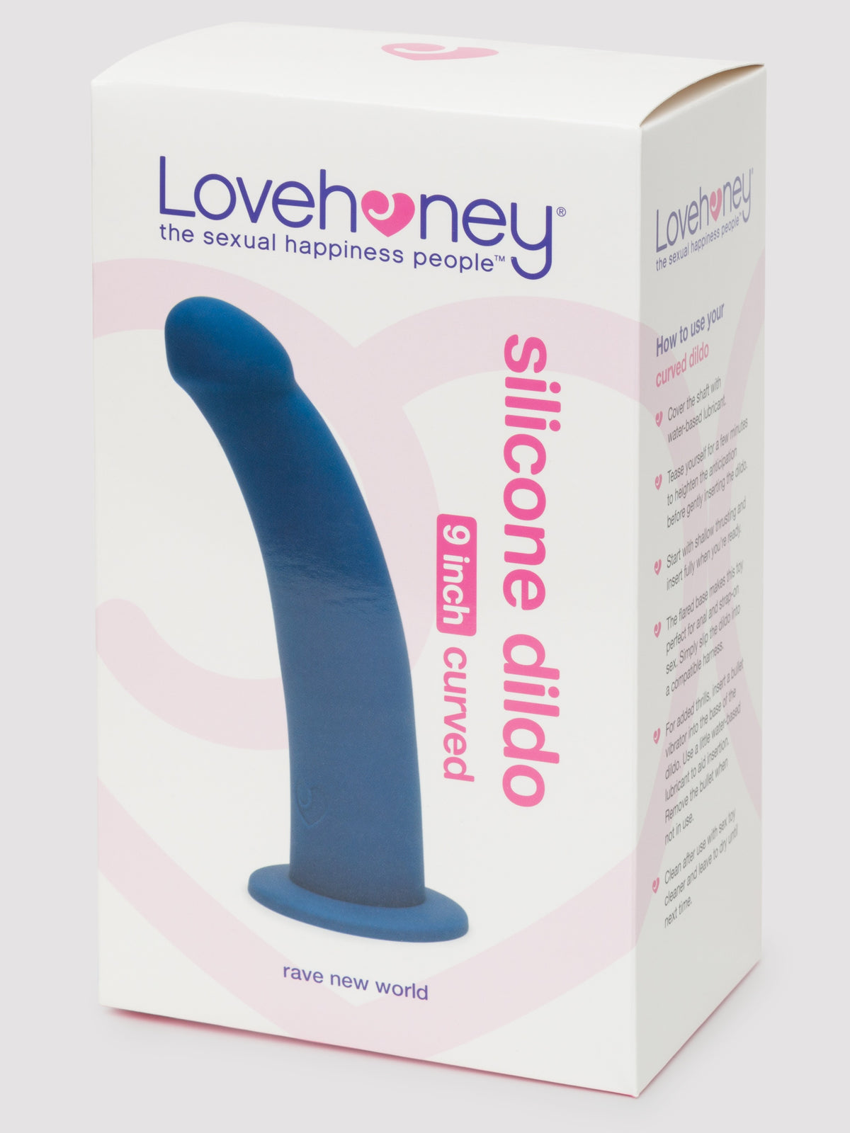 Lovehoney Curved Silicone Suction Cup Dildo 9 Inch, Blue