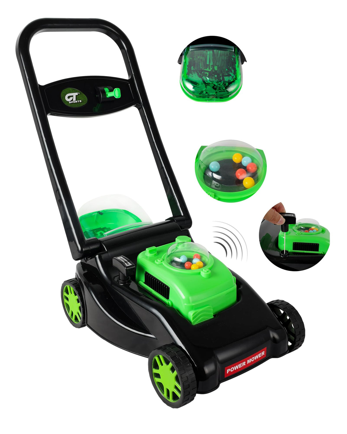 Kids Lawn Mower with Realistic Grass-Cutting Action and Sounds – No Batteries Required | Fun Outdoor Push Toy, Birthday Gift &amp; Holiday Present for 3, 4, 5, 6Year Old Boys and Girls (Black)