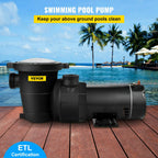 vevor swimming pool pump 2 hp 90 gpm above ground pool pump w/ strainer