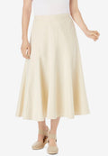 print linen-blend skirt