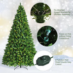 9 ft. Pre-Lit Artificial Christmas Tree Hinged Xmas Tree with 8 Flash Modes