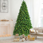 9 ft. Pre-Lit Artificial Christmas Tree Hinged Xmas Tree with 8 Flash Modes