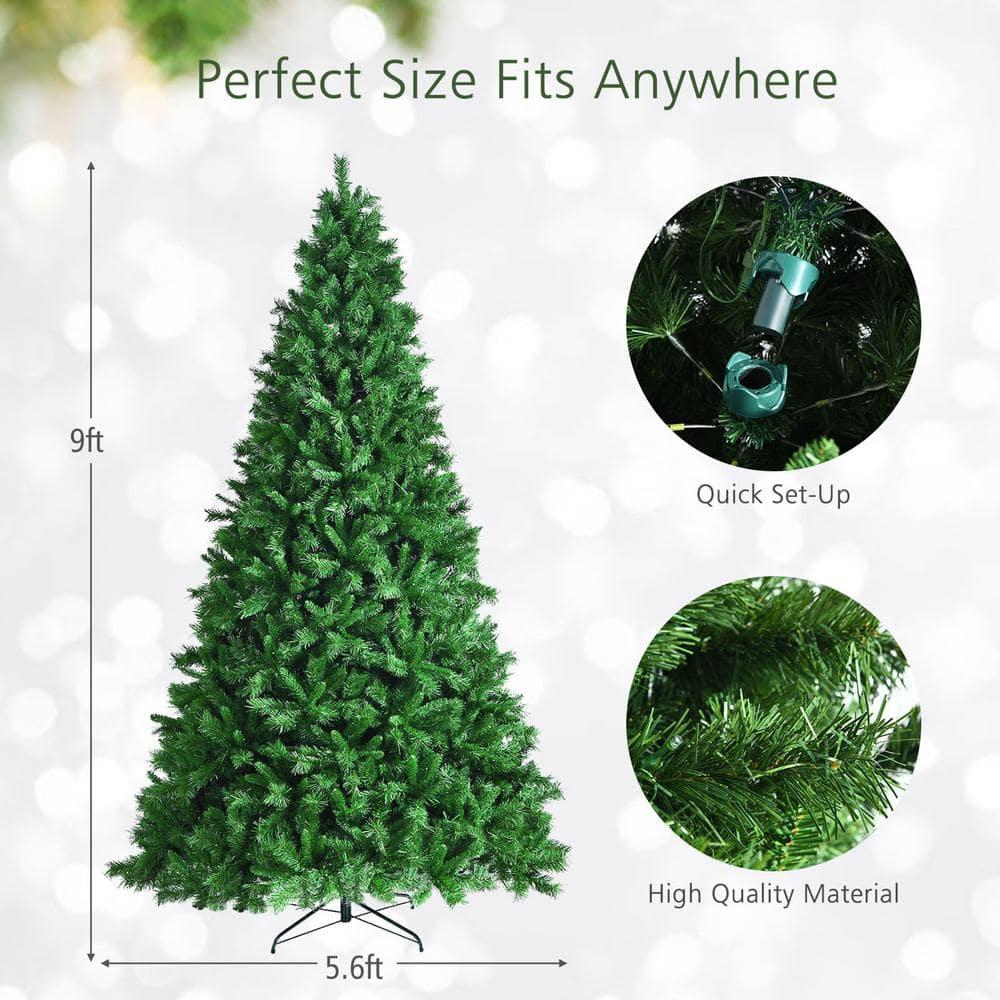 9 ft. Pre-Lit Artificial Christmas Tree Hinged Xmas Tree with 8 Flash Modes