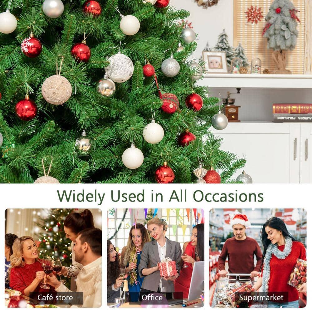 9 ft. Pre-Lit Artificial Christmas Tree Hinged Xmas Tree with 8 Flash Modes